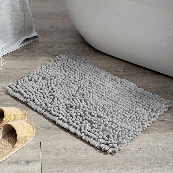 Solid color chenille floor mat thickened encryption non-slip absorbent coarse hair foot wipe mat bathroom bathroom soft carpet