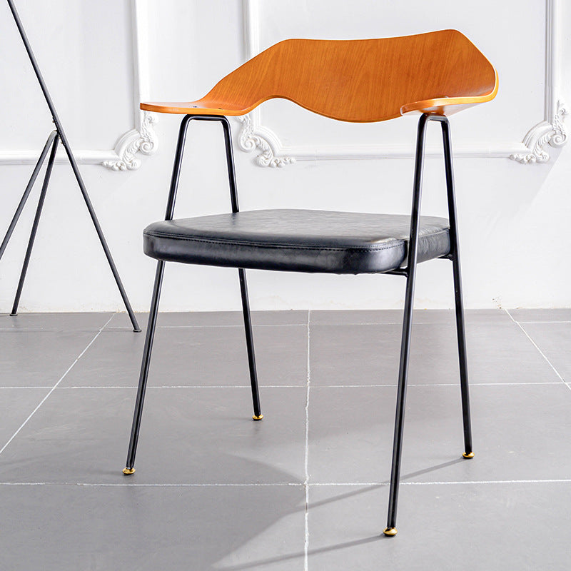 American loft wrought iron dining chair high-end music restaurant retro leather casual back chair cafe creative chair