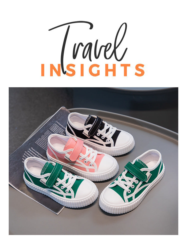 Children's canvas shoes Boys' new fashion casual comfortable breathable children's board shoes Girls' students lightweight Four Seasons classmates