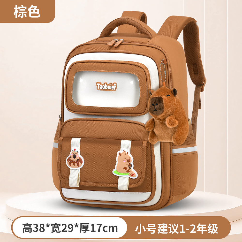 New capybara elementary school backpack - grades 1-6, spine-protecting, weight-reducing backpack for boys and girls, wholesale