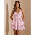 fashion  summer new printing elegance romantic pure desire sexy backless suspender dress