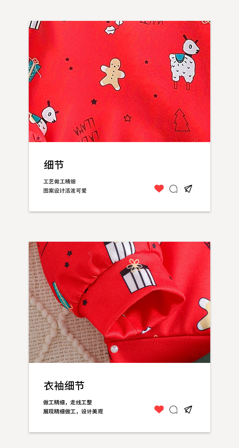 kidssuit red lapel sweatshirt cartoon printing two-layer gauze cake skirt festival girl skirt two pieces