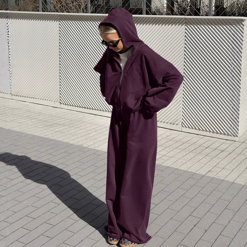 European and American fashion casual suit women's 2025 autumn new versatile trend hooded sweater cardigan trousers two-piece set