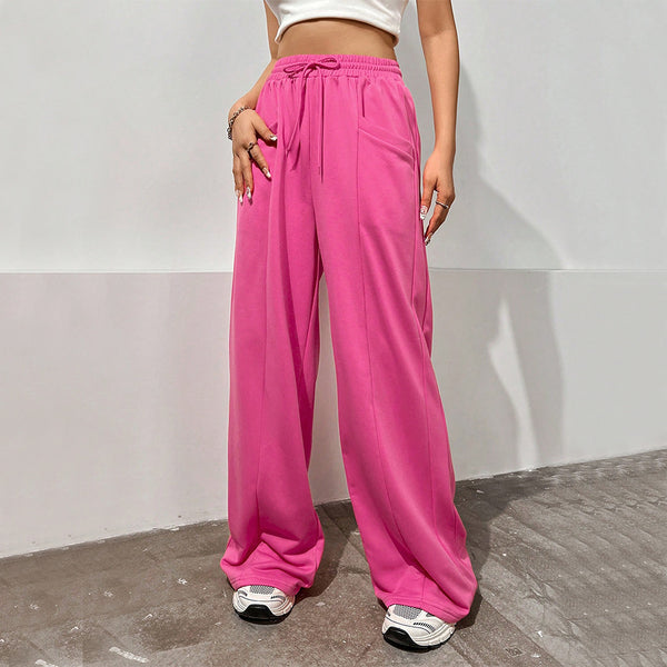 Cross-border European and American sweatpants women's loose and thin mopping straight casual trousers high waist wide leg trousers drape sweatpants
