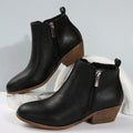 Chunky heel ankle boots - new autumn/winter  collection - european & american style, plus size, pointed toe, side zipper, comfortable bare boots - wholesale for women