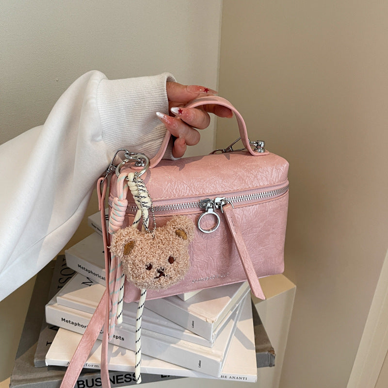 Cross-border burst pattern portable small bag women's 2025 summer new trendy lunch box bag niche shoulder messenger bag wholesale