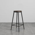 Backless black chair + dark solid wood 65cm