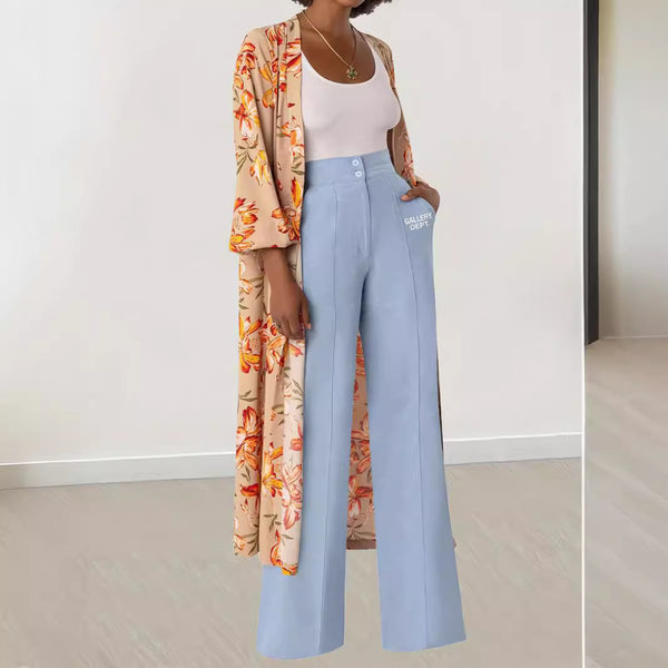 M3239D European and American   women's casual pants temperament elegant commuter trousers versatile fashion wide legs