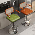 Medieval style bar chair high stool for homeadjustable rattan back chair bar front desk cashier rotate bar stool