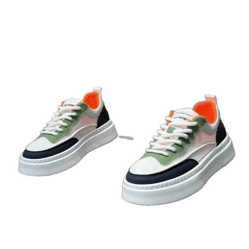 Men's spring 2025 new breathable white sneakers, athletic casual shoes, trendy men's brand, niche anti-slip wear-resistant skate shoes
