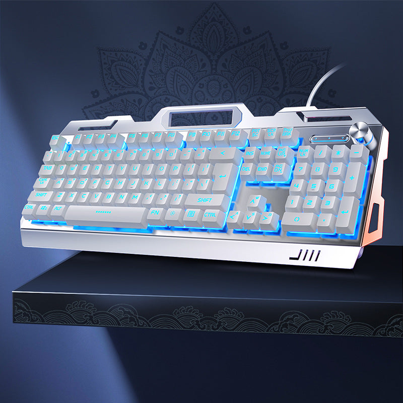 Silver sculpt v2g5 mechanical feel metal keyboard, mouse, and headset three-piece set - usb wired gaming pc accessories