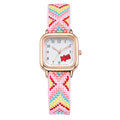 New braided cord square watch - versatile, mori girl style, fresh & cute, high-value, student-friendly, minimalist quartz watch - wholesale