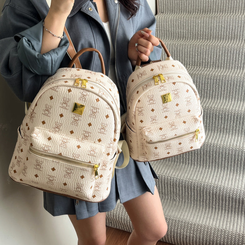 popular cute bearprinting women's backpack, large-capacity fashion mini backpack for students