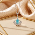 8452 blue ginkgo leaf steel necklace
