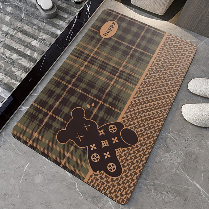 Soft diatom mud bathroom floor mat, quick-drying water absorption, non-slip door mat at the door of household toilet, shower room, toilet carpet