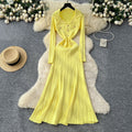 Xiaoxiangfengclassyfashionable doll collar long sleeves metal buckle waist knittingdress female autumslimming look long skirt