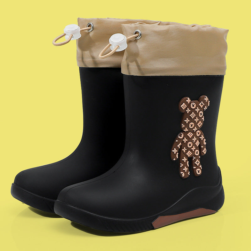 2024 new children's bear rain boots, unisex kids' rain boots, non-slip waterproof baby cartoon student water shoes wholesale