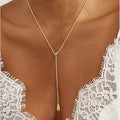 Amazon cross-border new fashion teardrop lariat necklace, teardrop pendant necklace, minimalist women's jewelry