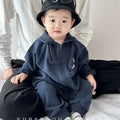 Baby autumn winter baby boy fleece-lined onesie, super cute casual outing outfit, spring and autumn climbing suit