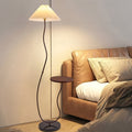 Modern minimalist floor lamp - living room accent light with shelves, designer-inspired mid-century style