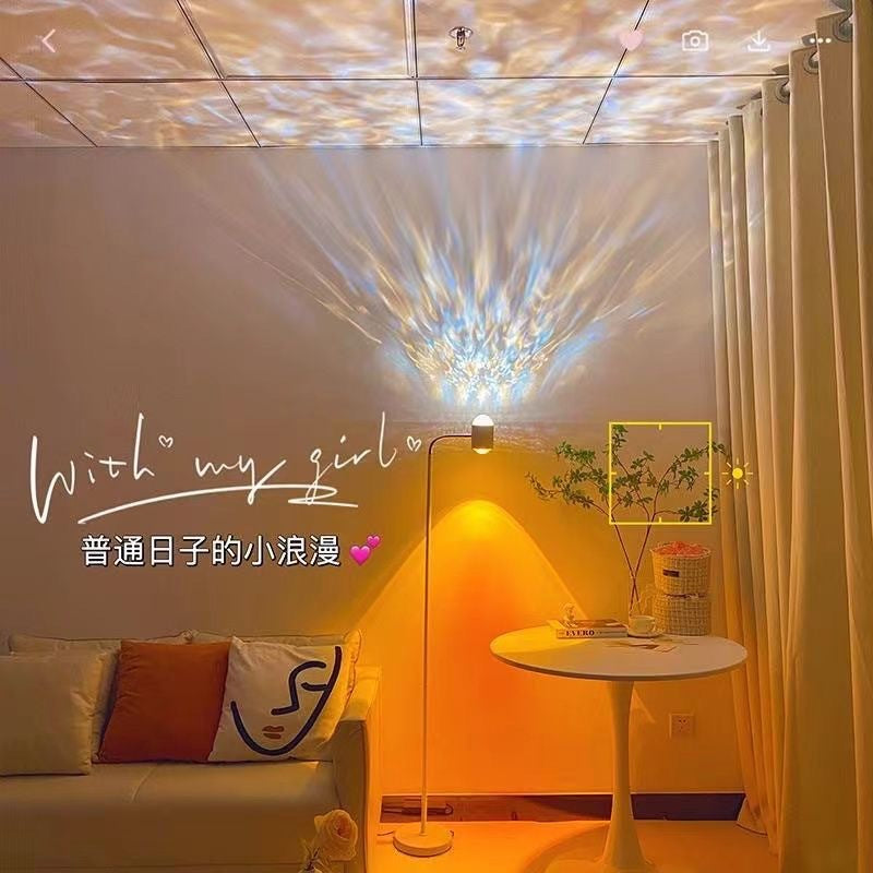 Double-headed water ripple atmosphere lamp, popular sunset lamp, table lamp, floor lamp, living room live broadcast room background sunset lamp