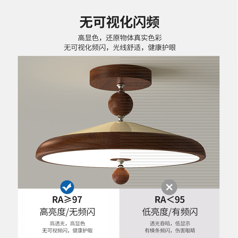 French antique bedroom eye protection ceiling light retro walnut wabi sabi wind study aisle balcony wrought iron lighting