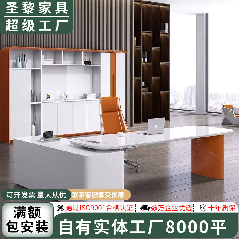 Painted white boss desk executive desk president desk fashion desk casual desk modern supervisor manager desk combination