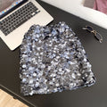 K-style high waist dopamine sequin a-line skirt women's slimming lookeasiest for match short skirt work clothing shiny skirt