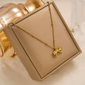 Fresh and sweet "runaway princess" bowknot 18k gold-plated titanium steel necklace - women's luxury design clavicle chain wholesale
