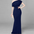 women's summer new arrivals:  cross-border fashion - european & american style, elegant solid color, slim-fit one-shoulder dress