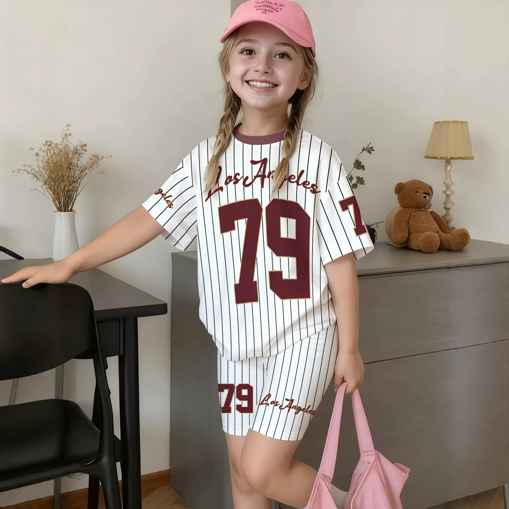 wholesale girls' short-sleeve and shorts sets, fashionable spring, summer, and autumn outfits for girls