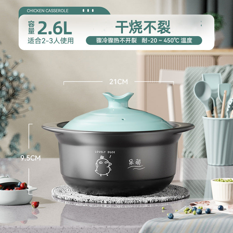 Casserole for home high temperature resistant dry burning without cracking soup stew ceramic small casserole gas stove special soup pot