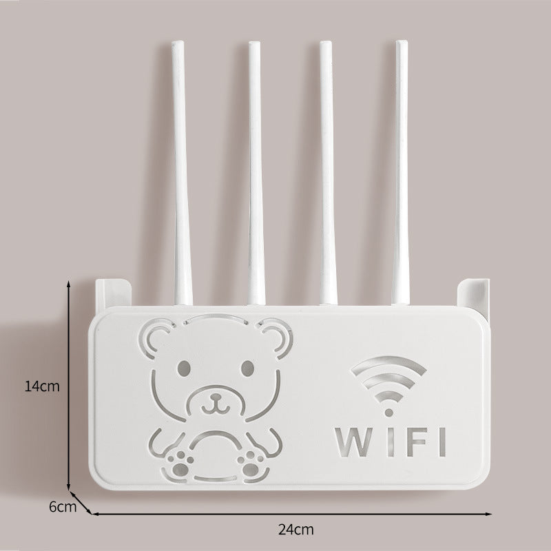 Wireless router storage box bear decoration punch-free concealed box set-top box bracket wifi wall-mounted storage rack