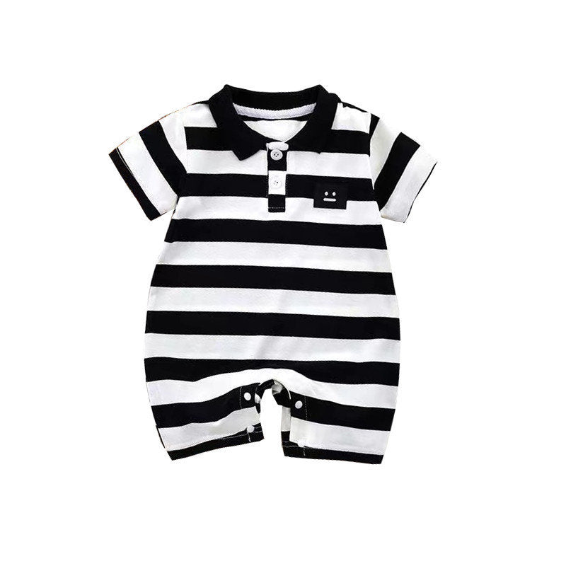 Newborn baby summer romper - full month celebration bodysuit - unisex short sleeve lightweight summer outfit for newborns - baby onesie