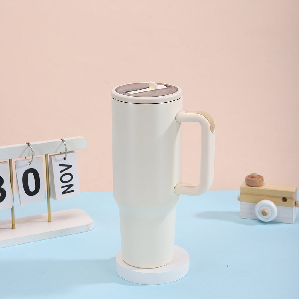 40oz fourth generation handle ice cup 304 stainless steel vacuum thermos cup portable foldable straw cup