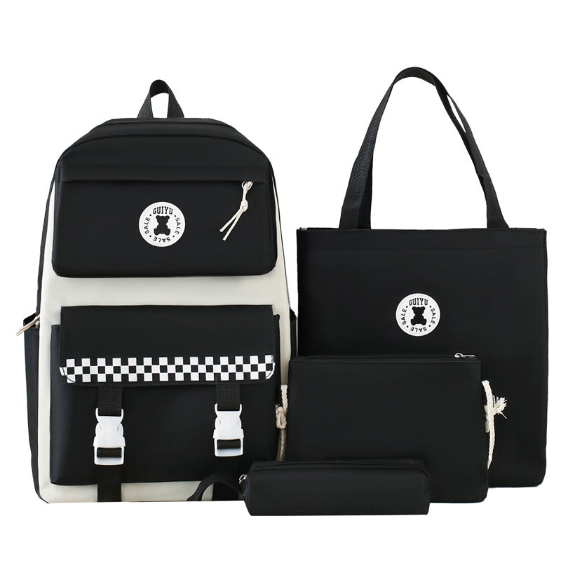 New primary school schoolbag women's lightweight large-capacity junior high school student campus backpack four-piece casual backpack bags