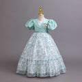 New wholesale children's dress, puff sleeve chiffon floral princess dress, girls' birthday dress, kids dress