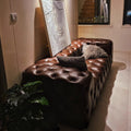 American light luxury living room straight row multi-person first-layer cowhide casual sofa house small apartment oil wax leather three-person sofa