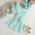 summer new sleeveless cropped top + solid color bowknot flare pants two-piece set - ready stock wholesale