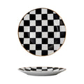Nordic-inspired, high-end ceramic platter featuring a checkerboard pattern. perfect for showcasing your culinary creations in restaurants, cafes, or for baking and serving. a beautiful and stylish dish for any occasion