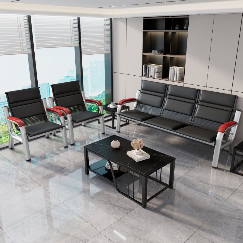 Office sofa coffee table combination lounge row chair simple three-slot iron frame bench aisle waiting sofa chair