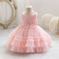 Exportnew arrival female flower girl evening dress tutu cake princess dress first birthday dress baby dress
