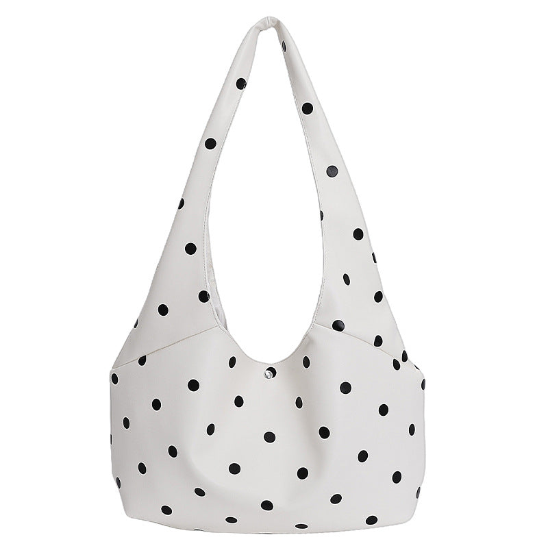 2025 new korean style ins polka dot shoulder bag - large capacity, fashionable, minimalist, versatile crossbody bag for commuting women
