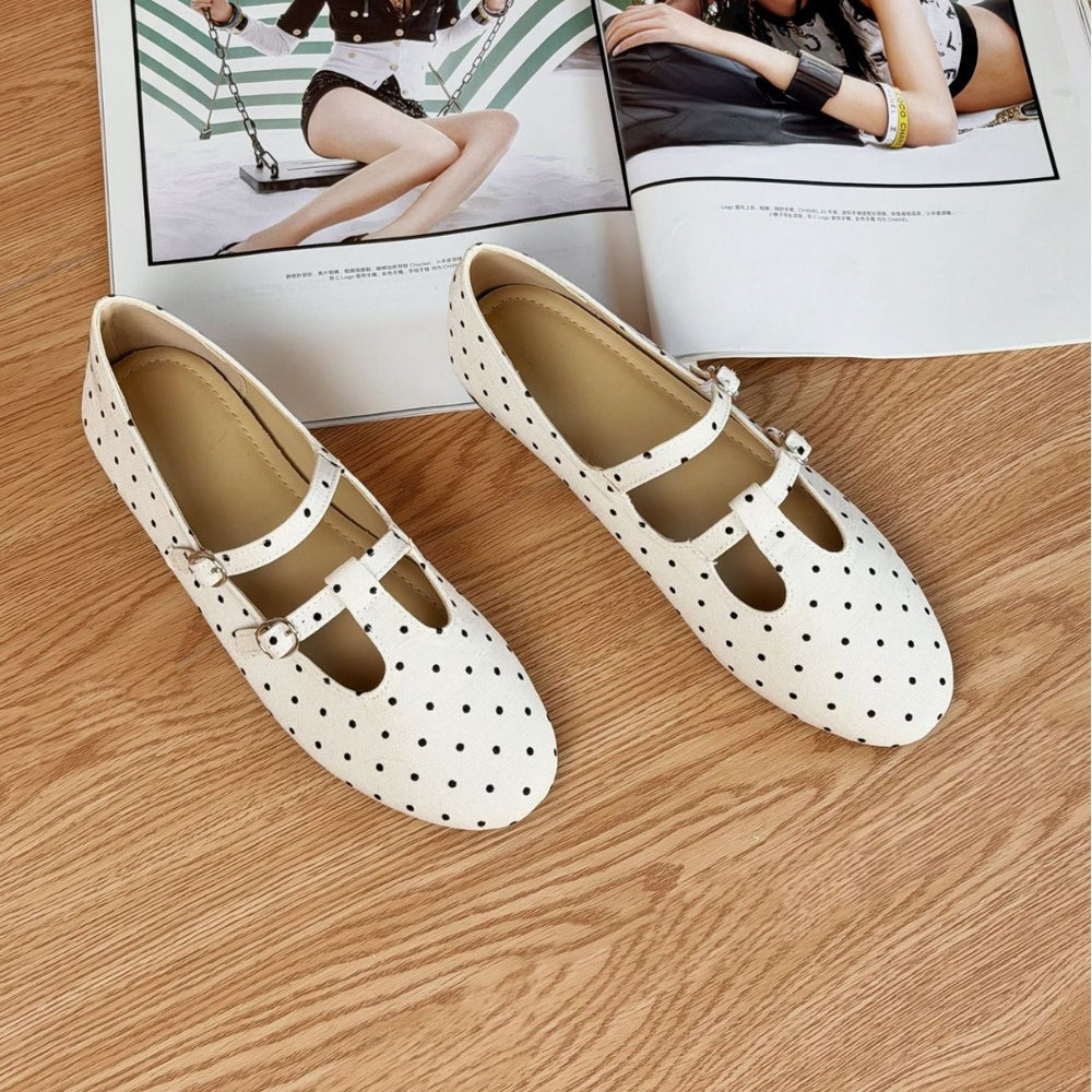 5cm height increasing bowknot polka dot flat shoes women's 2026 new small fragrance style slip-on mary jane shoes