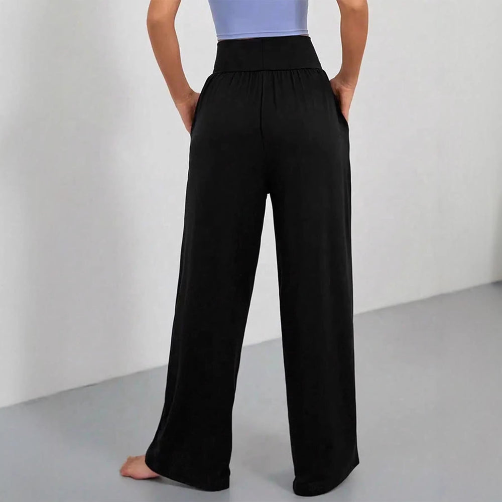 Amazon cross-border fashion two-piece set: wide-leg casual activewear yoga pants with high waist, loose fit, and pockets