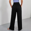 Amazon cross-border fashion two-piece set: wide-leg casual activewear yoga pants with high waist, loose fit, and pockets