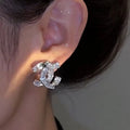 High-end micro-embedded diamond asymmetrical earrings accessible luxury socialite niche style design trendy exquisite easiest for matchelegant earrings