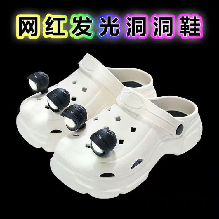 Crocs women's 2024new arrival soft bottom creative stylish two-wear casual toe cap with light hole slippers for women