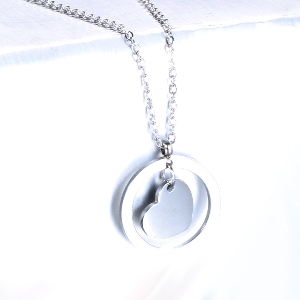 304 stainless steel 26 letter round hollow heart initial necklace - personalized name engraving couple gift necklace for women