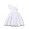 Girls' dress for toddlers and young children, 3d floral appliqué polka dot mesh dress